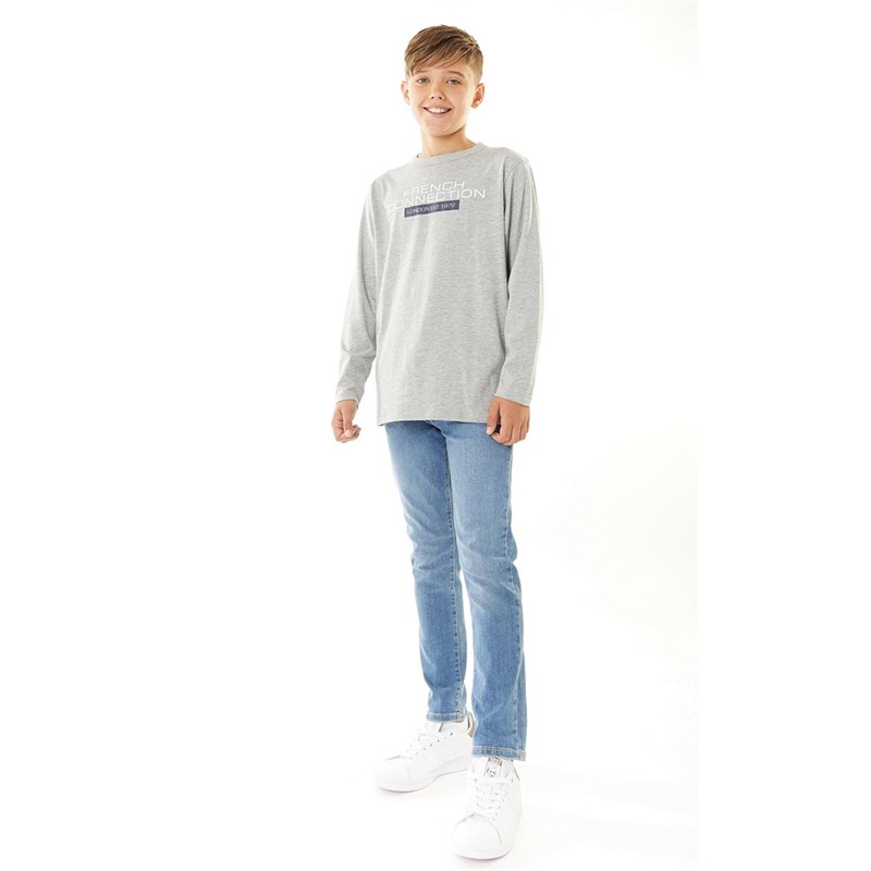 French Connection Boys Ladonia Long Sleeve Top Grey Marl