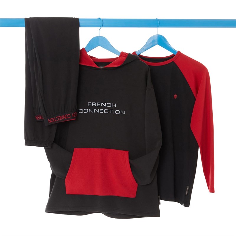 French Connection Boys Colour Block Lougewear Set Black/Red