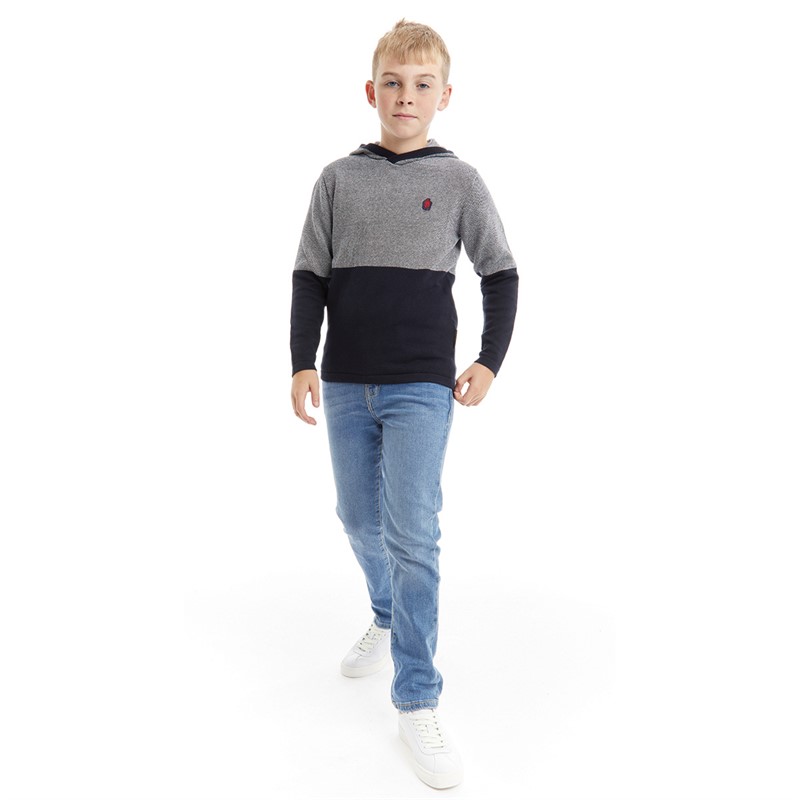 Buy French Connection Boys Textured Hoodie Navy Grey