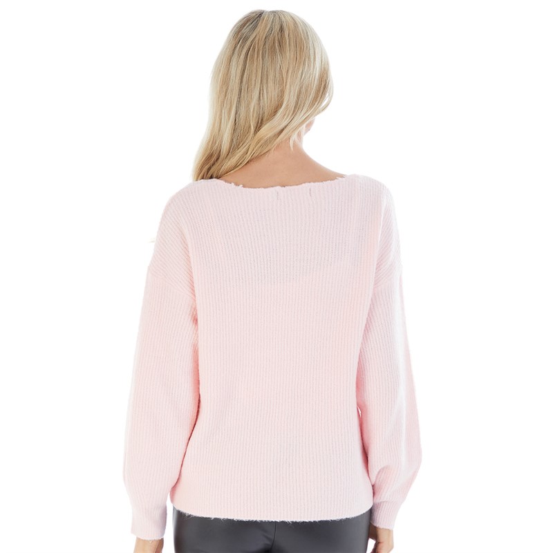 French Connection Womens Vee Jumper Soft Pink
