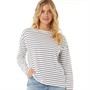 French Connection Womens Boat Neck Breton Long Sleeve Top Ecru/Dark Navy