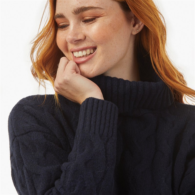 French Connection Womens Cable Roll Jumper Dark Navy