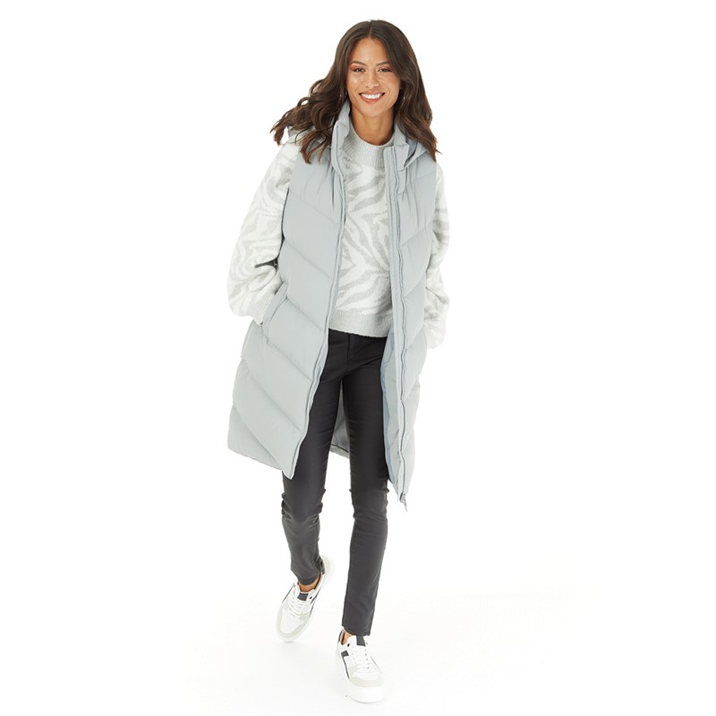 French Connection Womens Chev Mid Gilet Light Grey