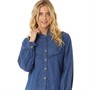 French Connection Womens Chambray Frill Shirt Dark Denim Blue