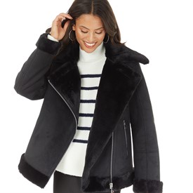 Buy French Connection Womens Faux Aviator Jacket Black
