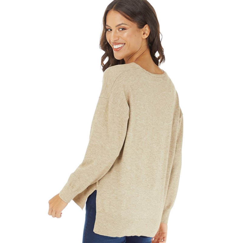French Connection Womens Supersoft Vee Jumper Camel
