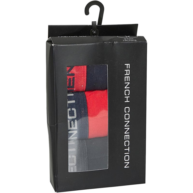 French Connection Boys Three Pack Boxers Black/Marine/Red
