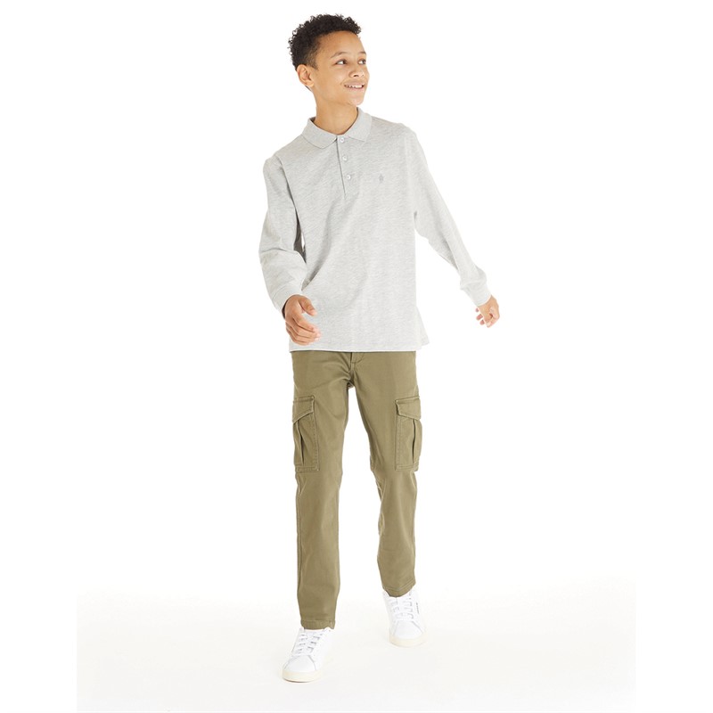 French Connection Boys Polo Shirt Light Grey Melange/Marine