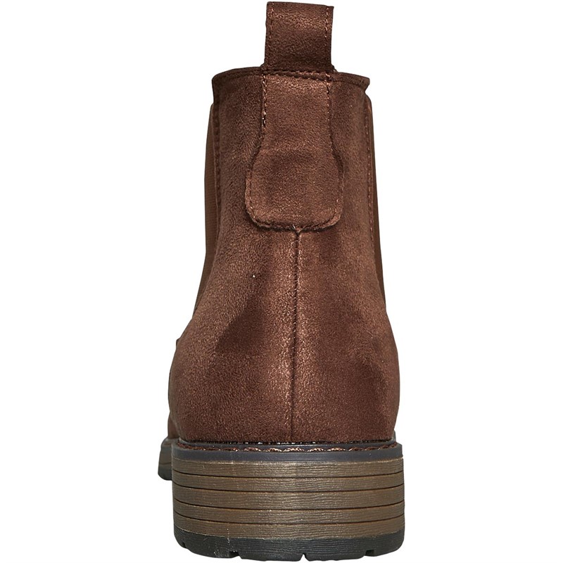 French Connection Mens Suede Cleated Chelsea Boots Brown