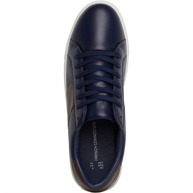 Buy French Connection Mens Side Stripe Trainers Navy/Brown