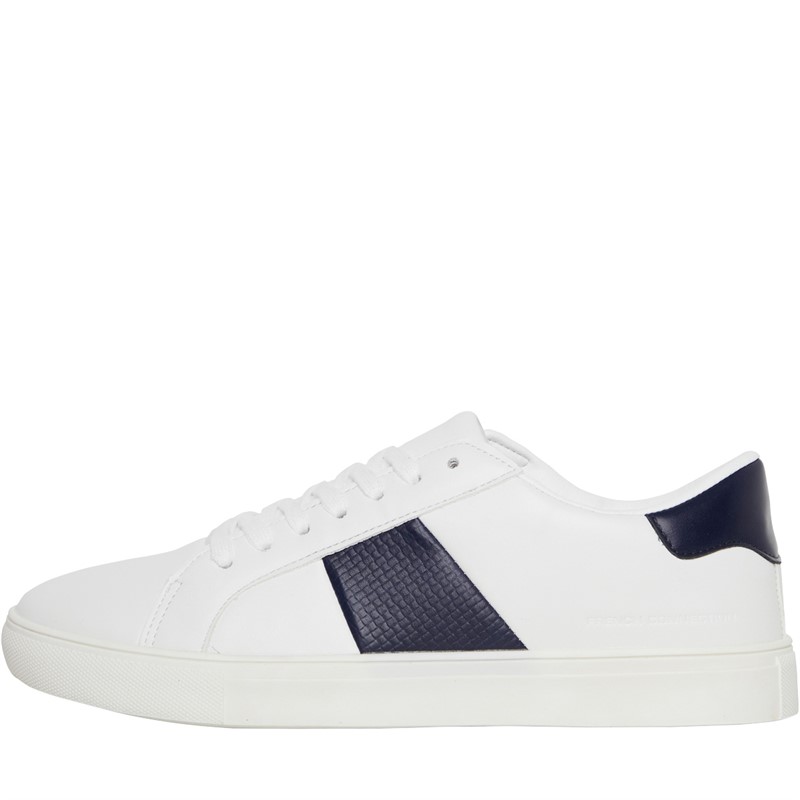 Buy French Connection Mens Side Stripe Trainers White/Navy