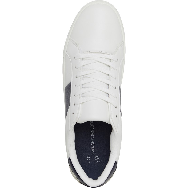 Buy French Connection Mens Side Stripe Trainers White Navy