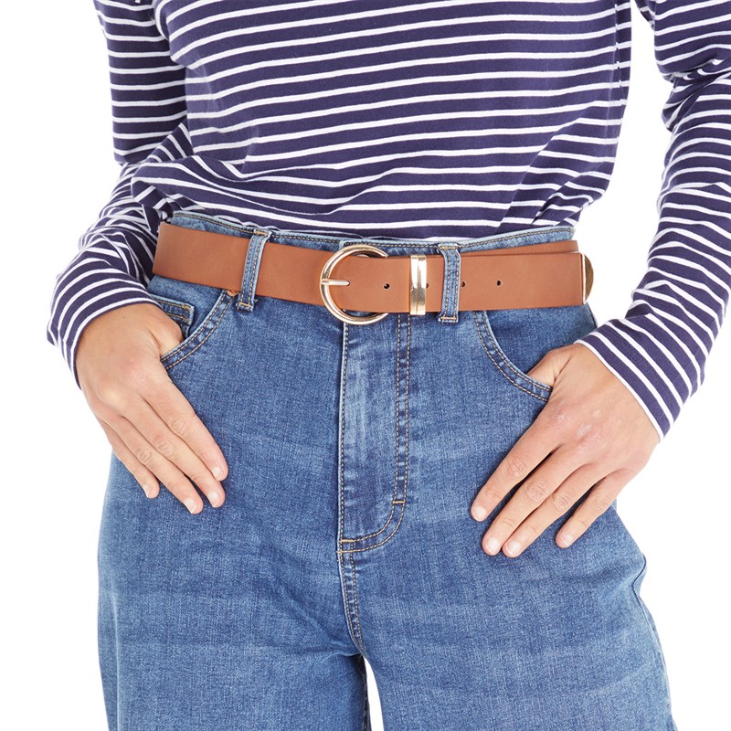 French Connection Womens PU Belt Tan