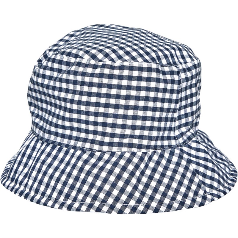 French Connection Mens Gingham Bucket Hat Navy