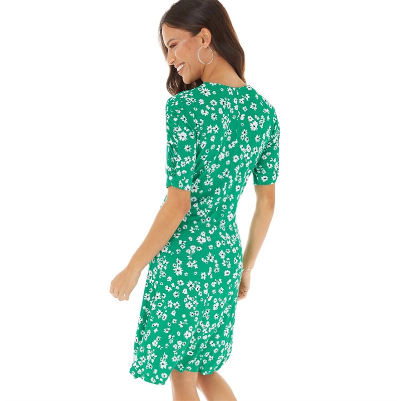 French Connection Womens Vee Flippy Dress Veridian