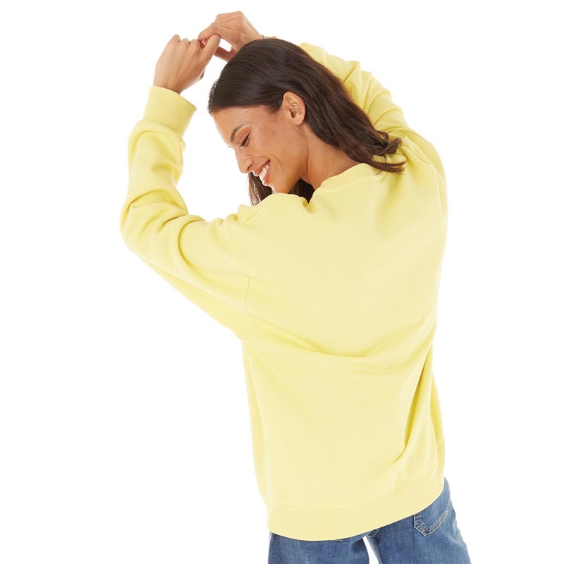 French Connection Womens FCUK Crew Neck Sweatshirt Lemon