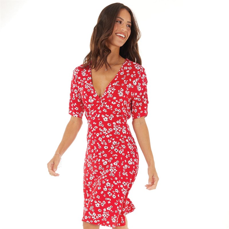 French connection red wrap dress clearance