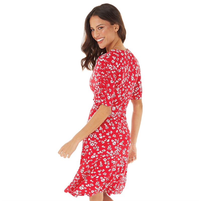 French Connection Womens Vee Flippy Dress Poppy