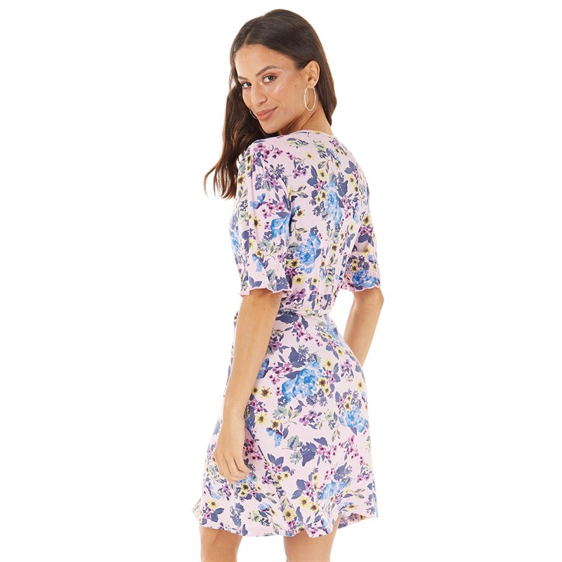 French Connection Womens Vee Button Thru S Dress Pastel Pink