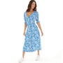 French Connection Womens Vee Button Thru M Dress Bright Blue/White