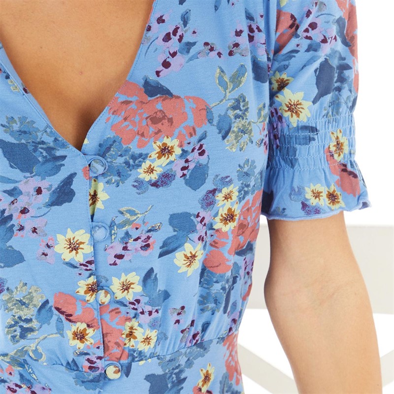 French Connection Womens Vee Button Thru S Dress Tranquil