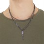 French Connection Mens Arrow Double Row Necklace Silver