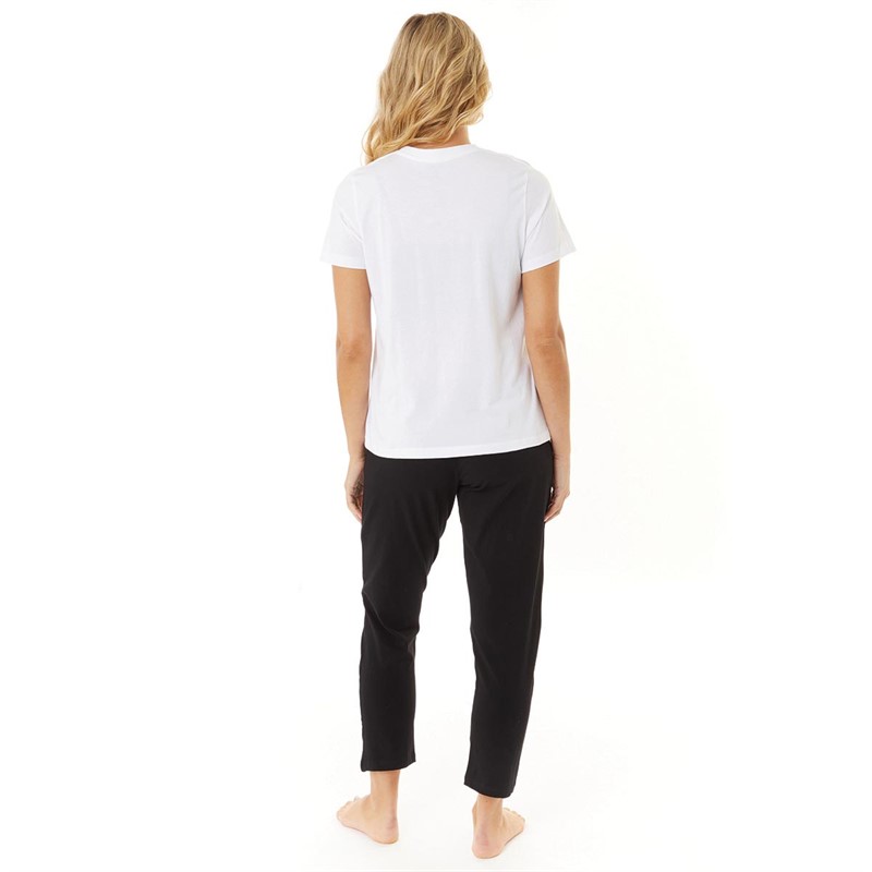 French Connection Womens Leggings And T-Shirt Pyjama Set White/Black/Light Grey Marl