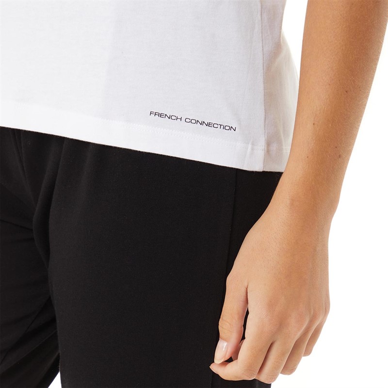 French Connection Womens Leggings And T-Shirt Pyjama Set White/Black/Light Grey Marl