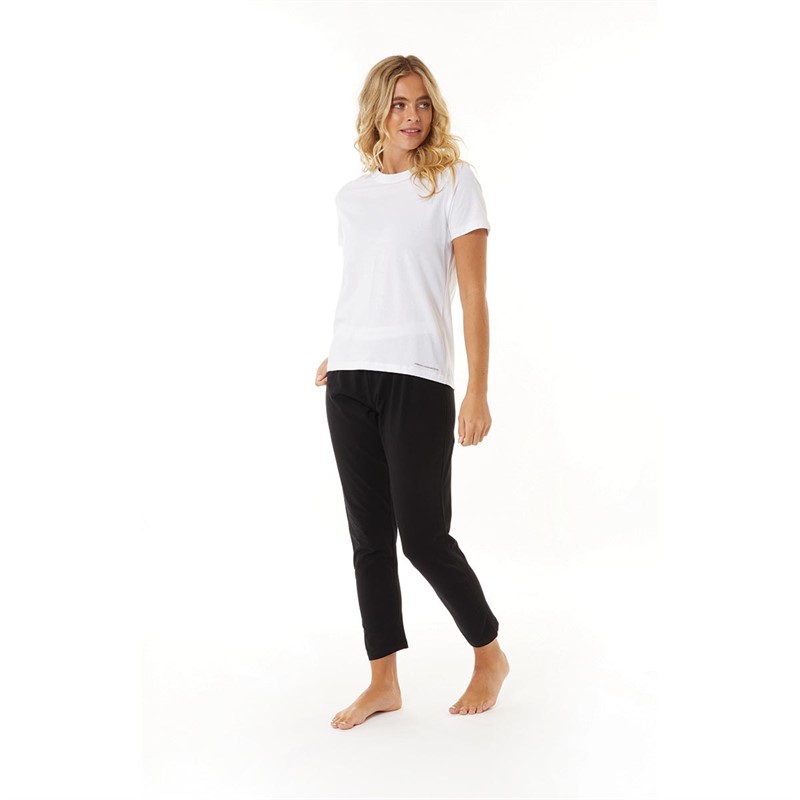 French Connection Womens Leggings And T-Shirt Pyjama Set White/Black/Light Grey Marl