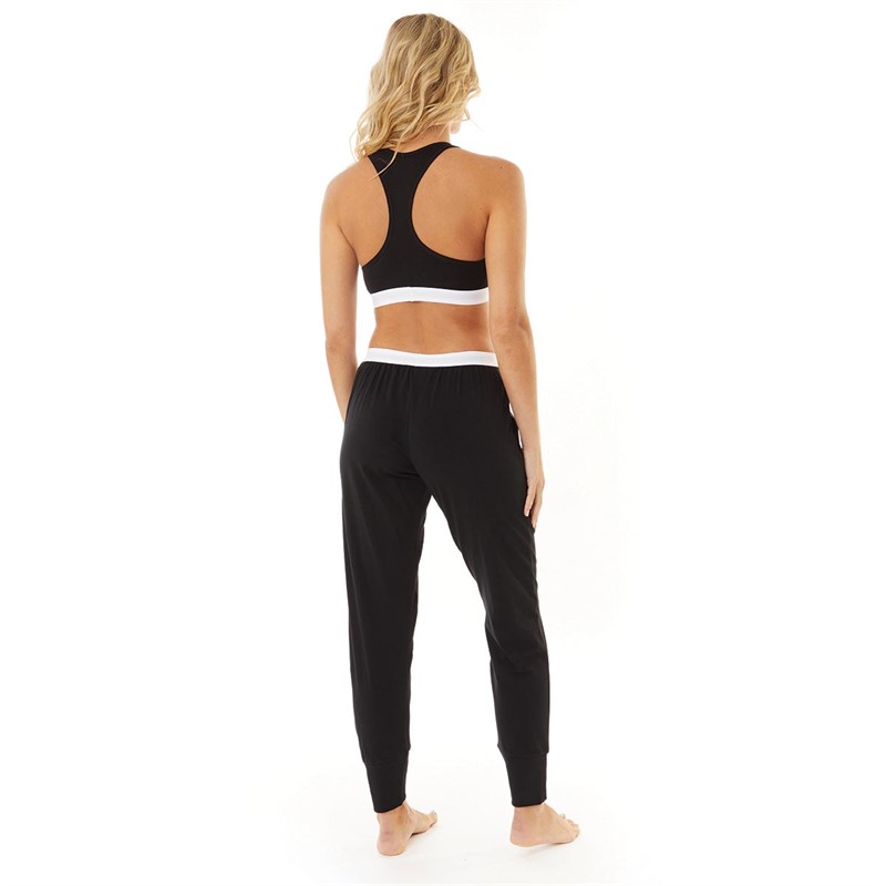 French Connection Womens Jersey Cuff Pyjama Trousers And Crop Top Black/White/Light Grey Marl