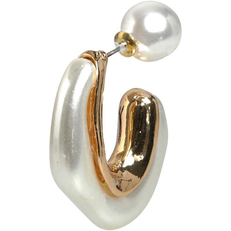 French Connection Womens Wrapped Pearl Earrings White/Gold