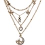 French Connection Womens 4-Tiered Moon Necklace Gold