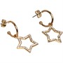 French Connection Womens Glitter Star Hoop Earrings Clear/Gold