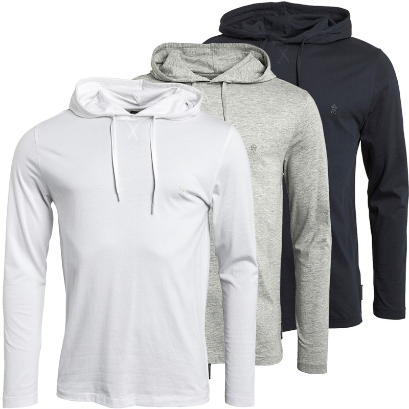 Buy French Connection Mens Hood Crown Three Pack Long Sleeve Tops Multi ...