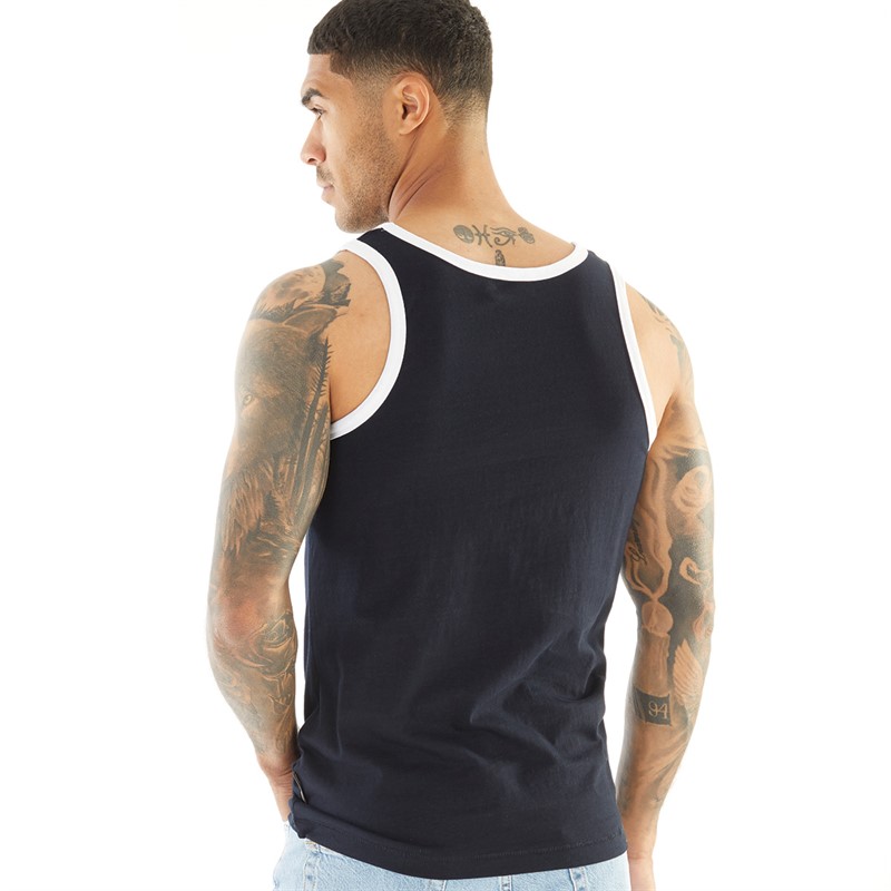 French Connection Mens Ringer Vest Marine/White