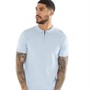 French Connection Mens Short Sleeve Cotton Zip Knit Polo Shirt Sky