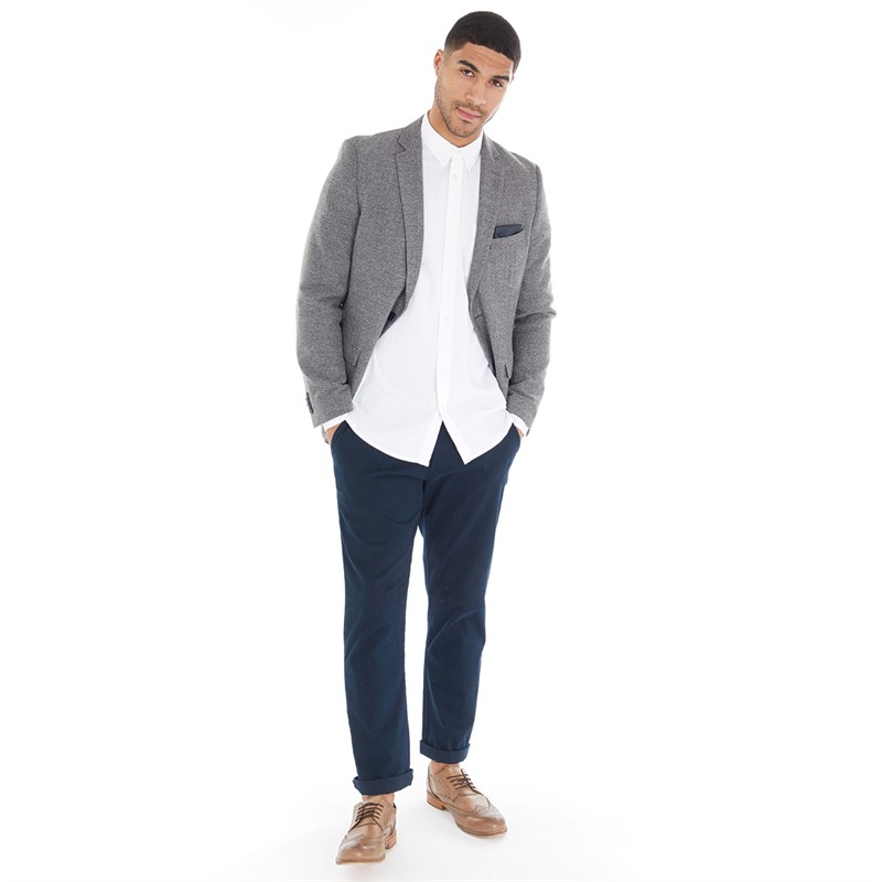 French Connection Mens Herringbone Blazer Grey