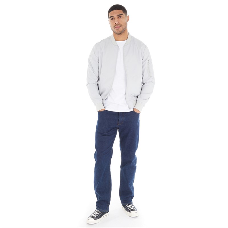 French Connection Mens MA1 Tech Bomber Jacket Light Grey