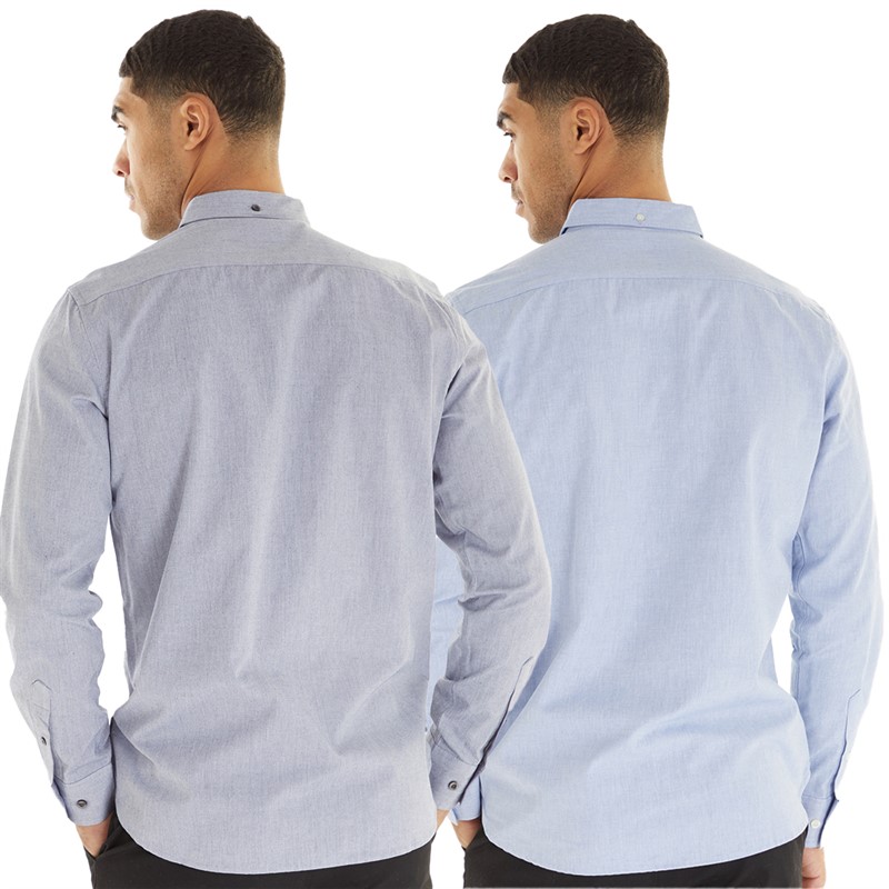 French Connection Mens Two Pack Long Sleeve Oxford Shirts Sky/Marine