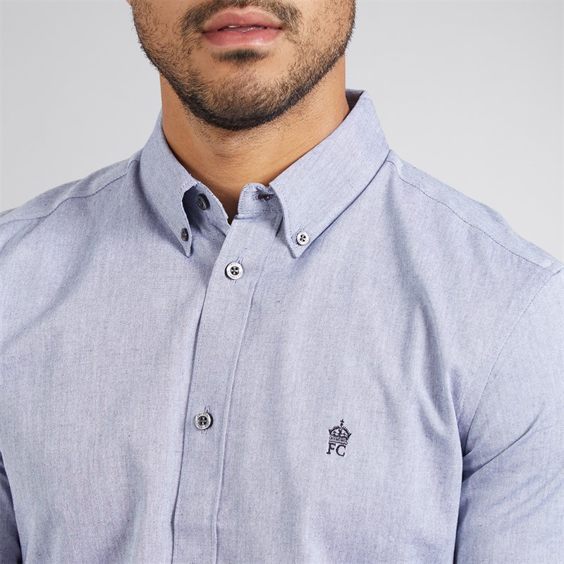 French Connection Mens Two Pack Long Sleeve Oxford Shirts Sky/Marine