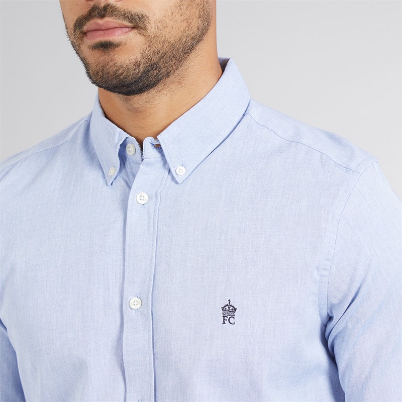 French Connection Mens Two Pack Long Sleeve Oxford Shirts Sky/Marine