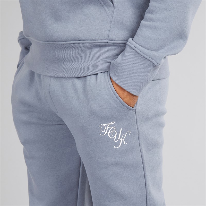 French Connection Mens Script Tracksuit Light Blue/White