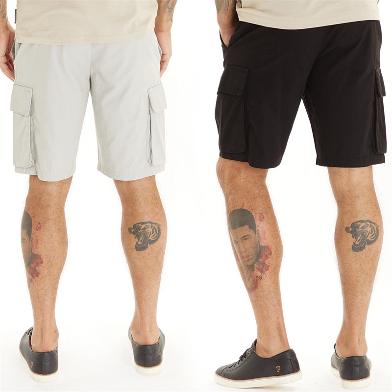 French Connection Mens Two Pack Cargo Shorts Multi 2 - Black/Light Grey