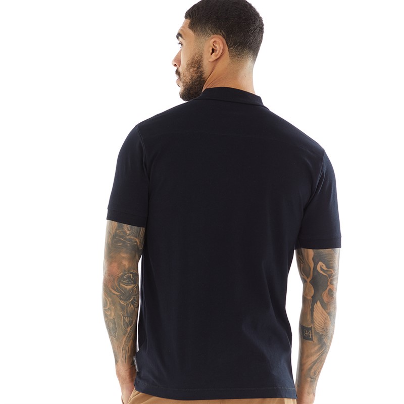 French Connection Mens Jersey Polo Marine/Gunmetal