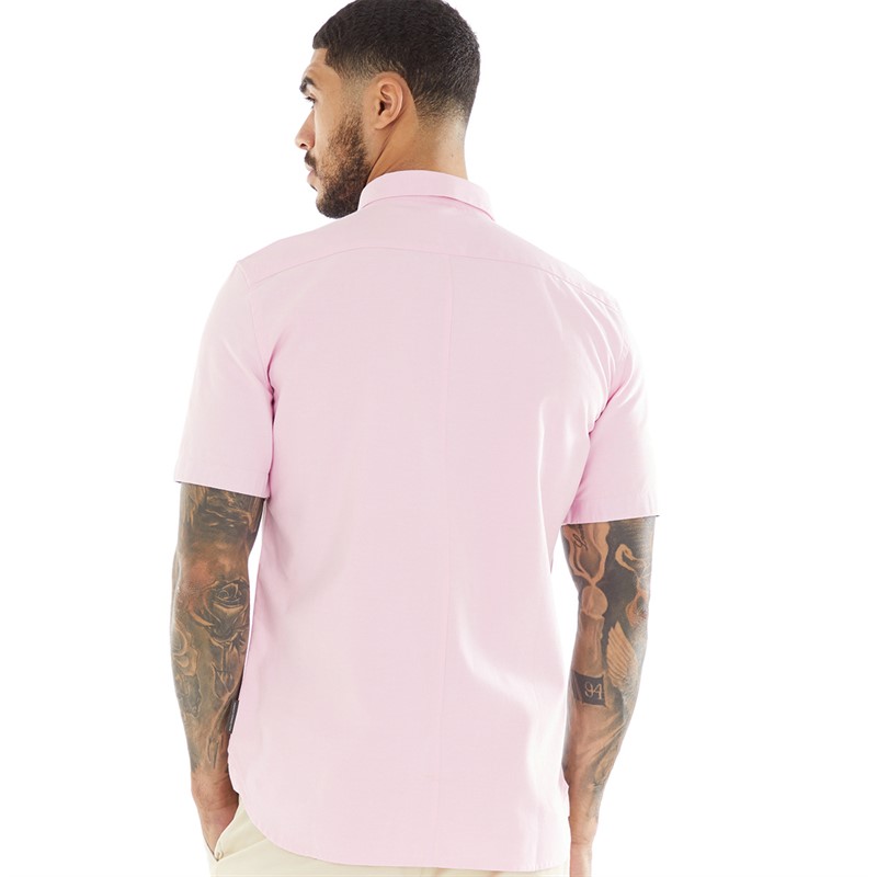 French Connection Mens Short Sleeve Oxford Shirt Pink