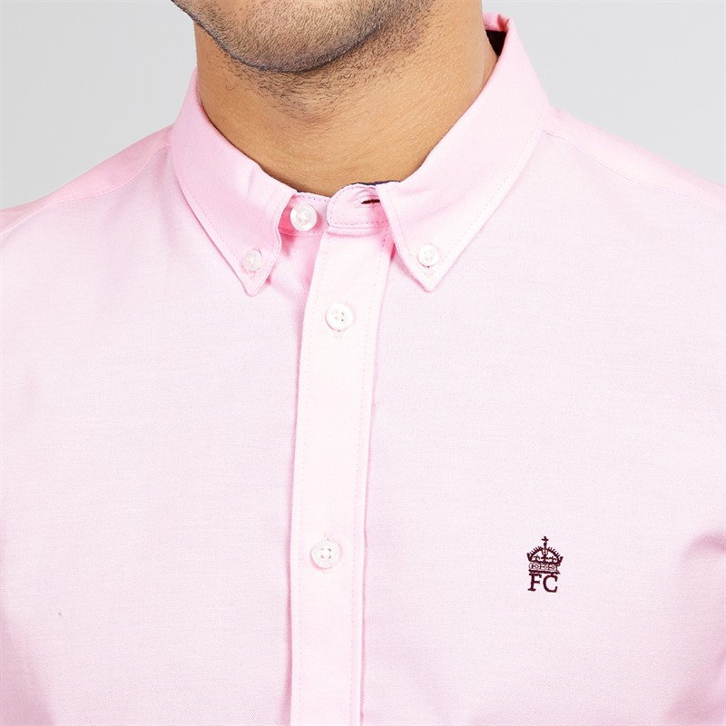 French Connection Mens Short Sleeve Oxford Shirt Pink