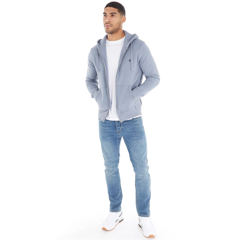 French Connection Mens FC Zip Hoodie Light Blue/Marine