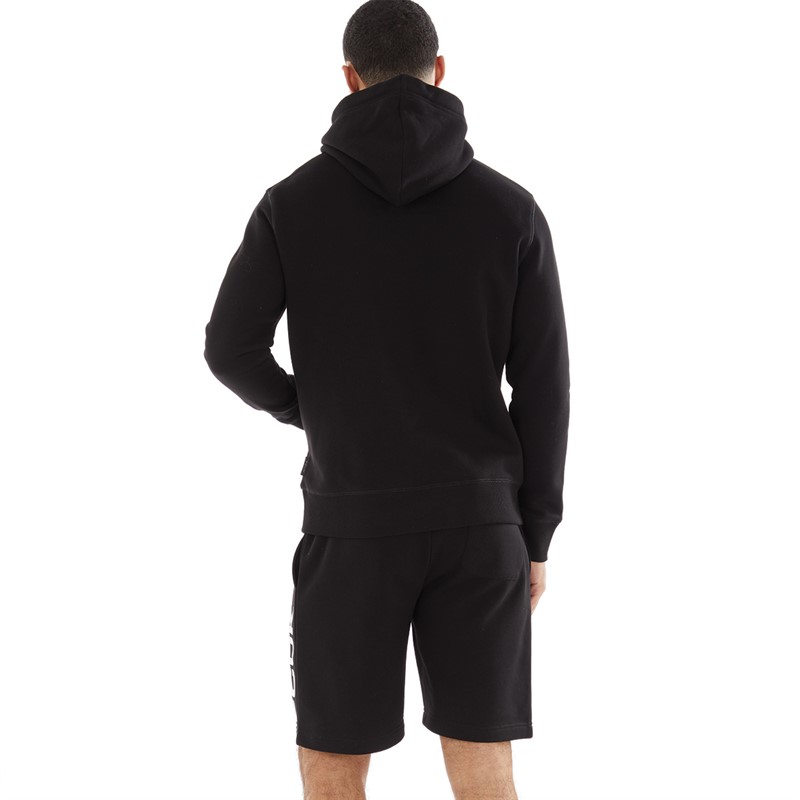 French Connection Mens Fcuk Overhead Hoodie And Short Co-Ord Black/White