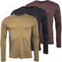 French Connection Mens Three Pack Crew Neck Long Sleeve Tops Multi 4 - Marine/Light Khaki/Chateaux Mel