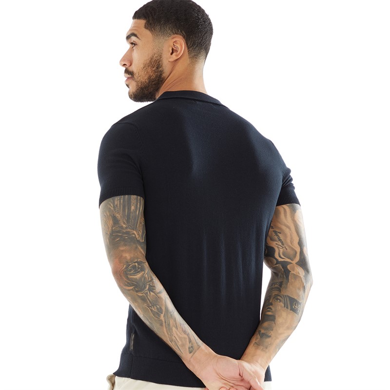 French Connection Mens Short Sleeve Trophy Polo Marine